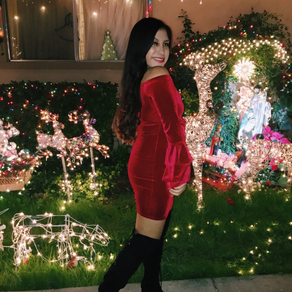 Red velvet dress